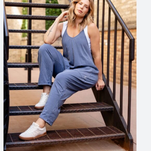 new Free People Hot Shot Onesie Jumpsuit 💙Misty Blue 257 3J2 - Picture 13 of 17